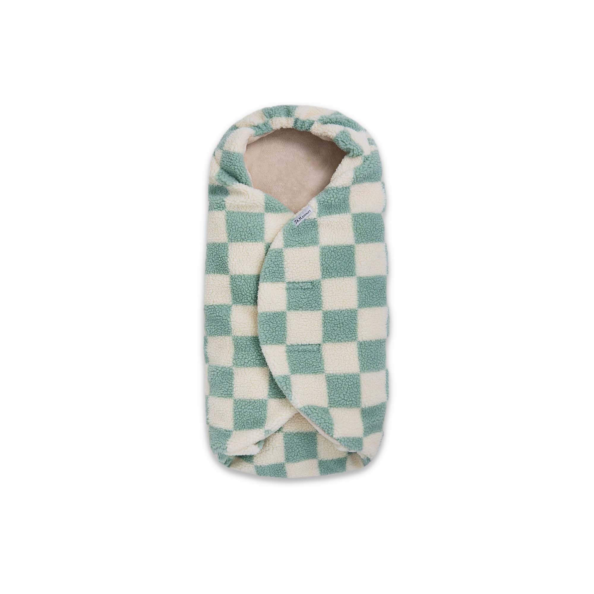 7AM Baby Car Seat Blanket with oval-cutout for easy harness access and snug wrap.