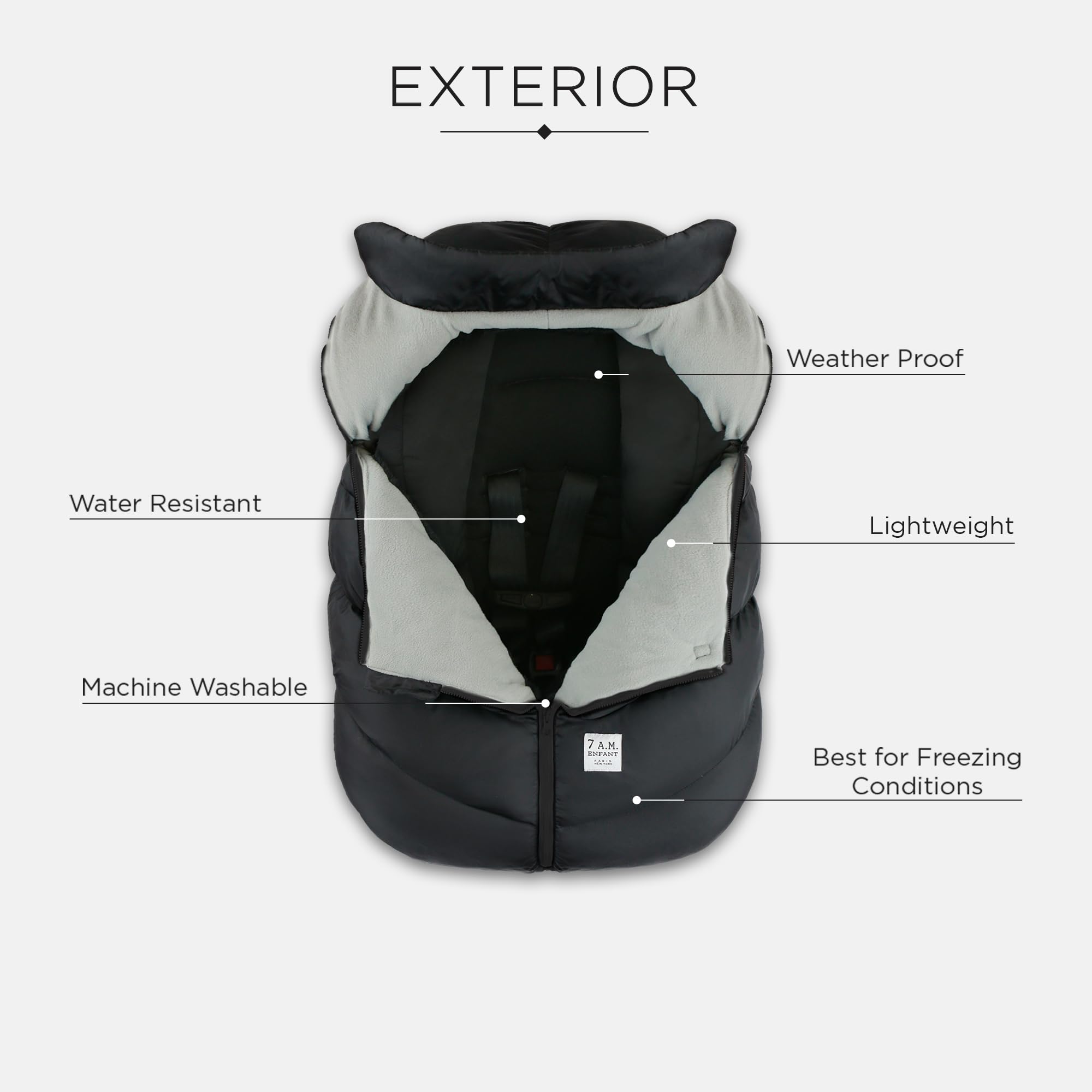 7AM Enfant Cocoon Pine universal-fit design fits most infant car seats.