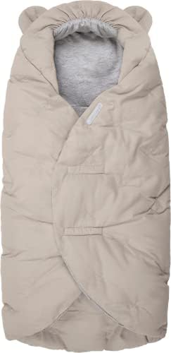 7 A.M. Enfant Nido quilted car seat cover on a car seat for warm on-the-go comfort