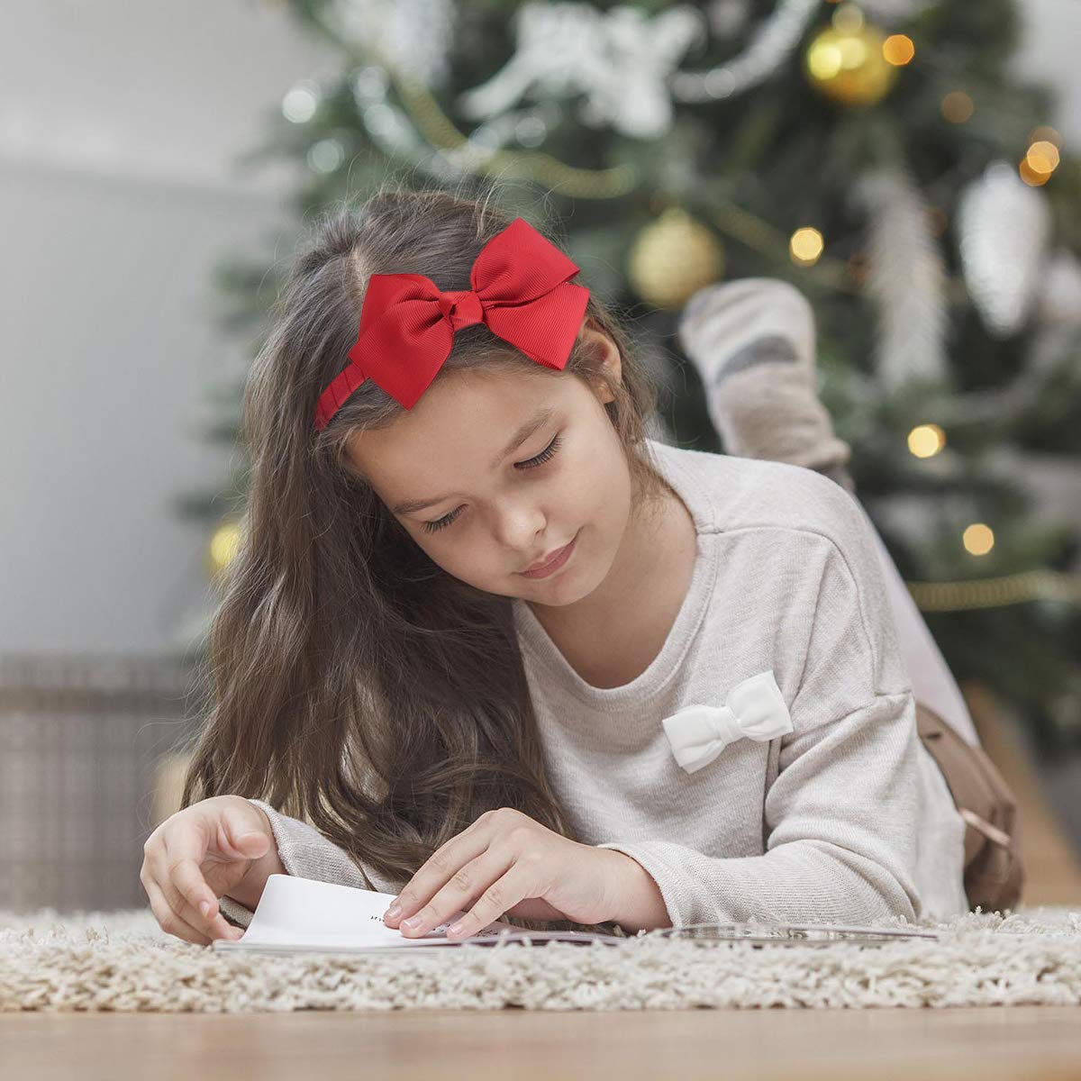 7Rainbows red bow headband in vibrant color for daily styling