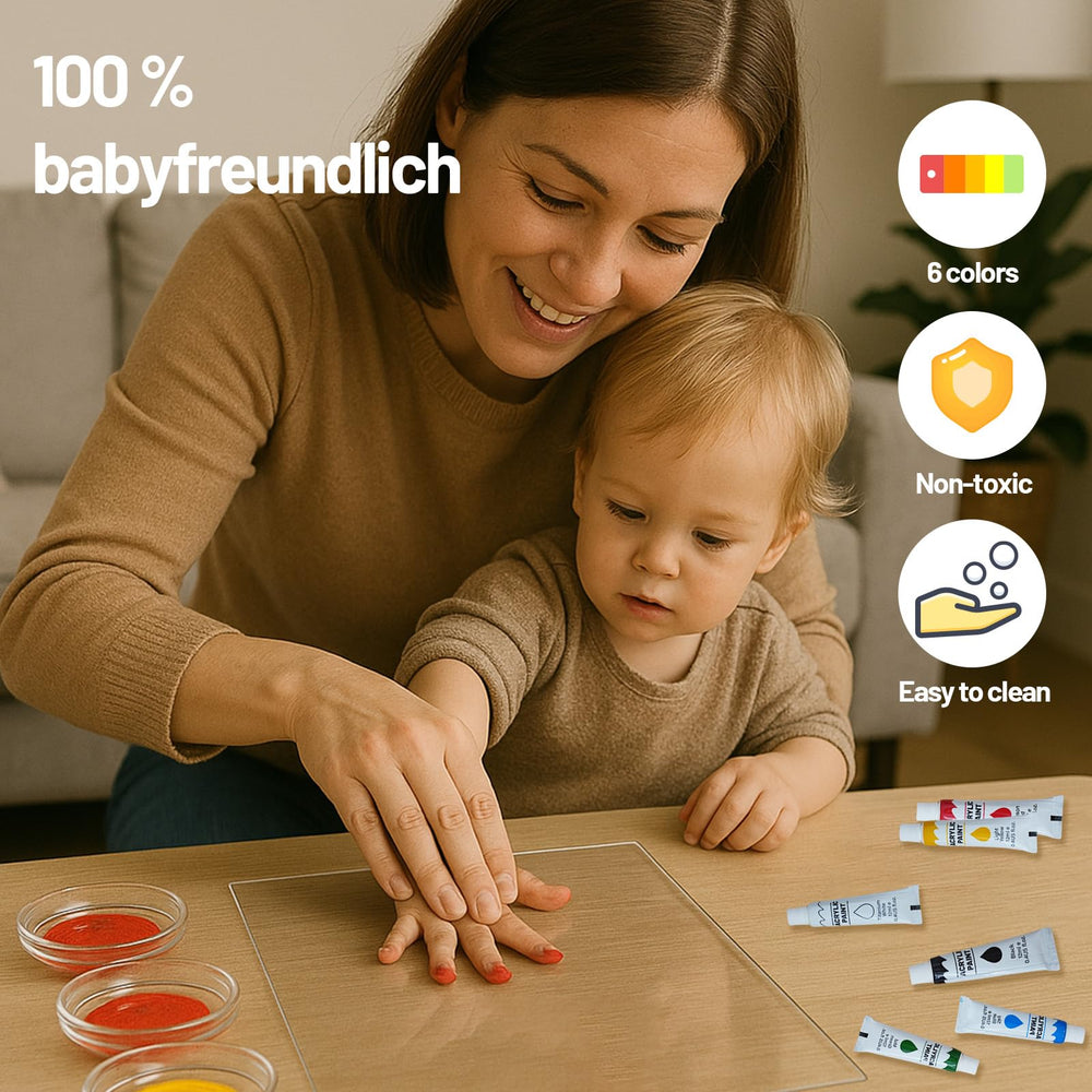 80S family handprint kit acrylic glass emphasizes premium keepsake quality.