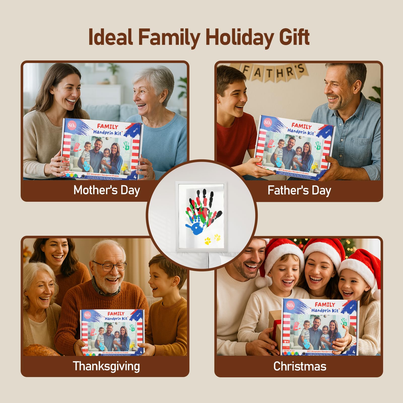 80S Handprint Kit supports baby and pet paw prints for inclusive memories.