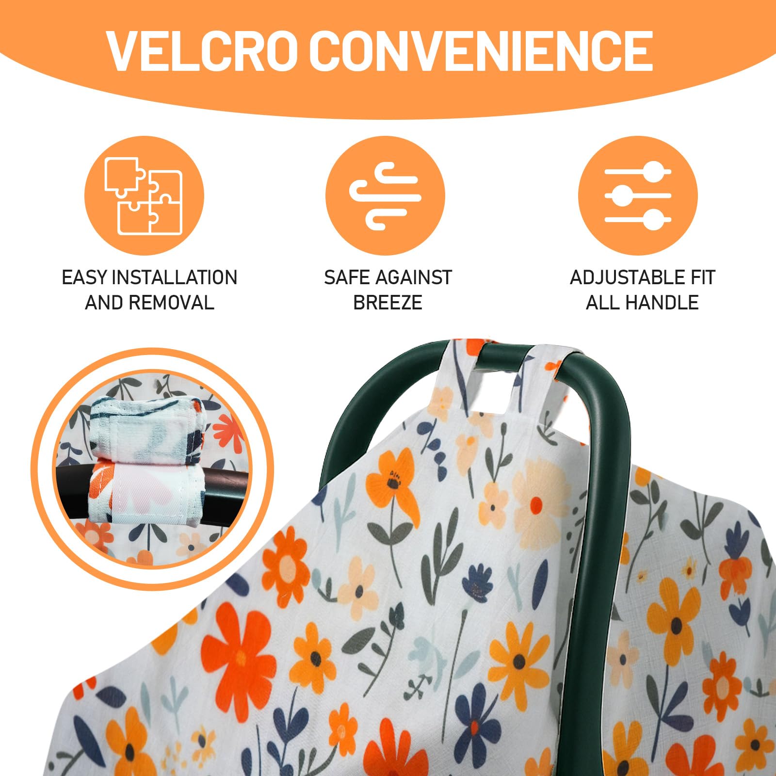 80S Muslin car seat cover uses breathable fabric for warm-weather comfort