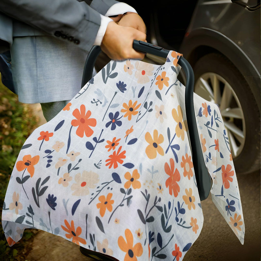 80S Muslin car seat cover is machine washable for easy care
