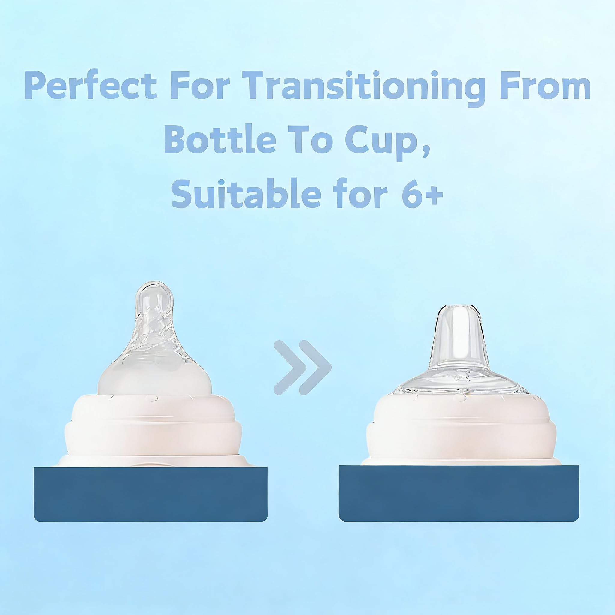 8Pack transition spout demonstrates bottle to cup use for independent drinking