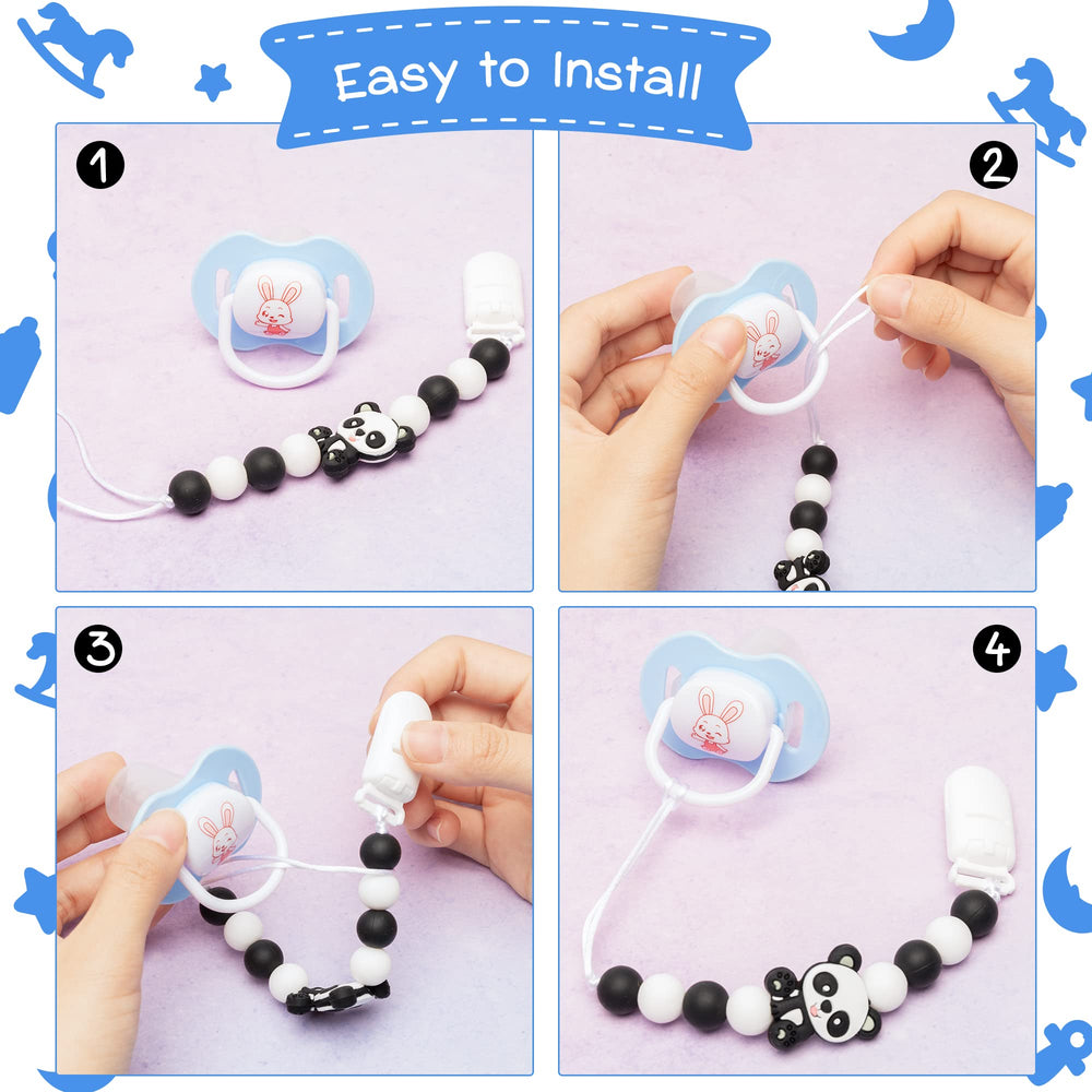 9tilight gray elephant pacifier clip features soothing beads and simple use