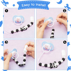 9tilight gray elephant pacifier clip features soothing beads and simple use