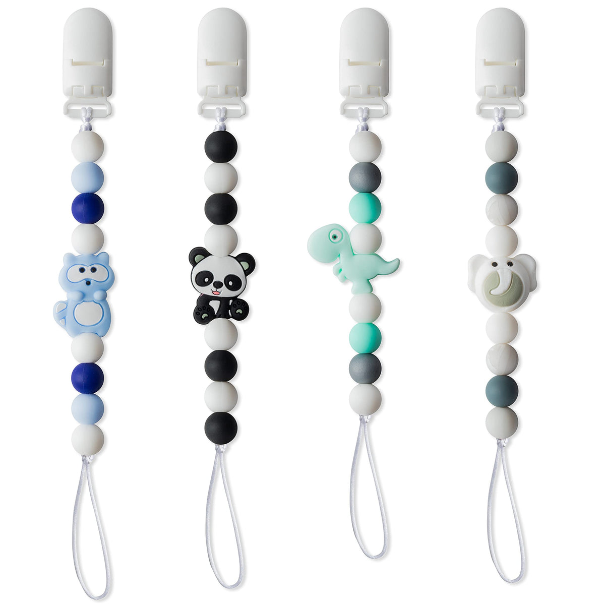 9tilight panda pacifier clip with silicone beads for teething relief and secure attachment