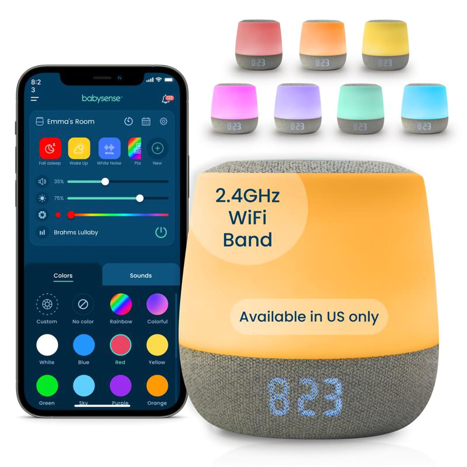 Babysense Dreamer 2.0 device close-up showing soothing sleep ambience