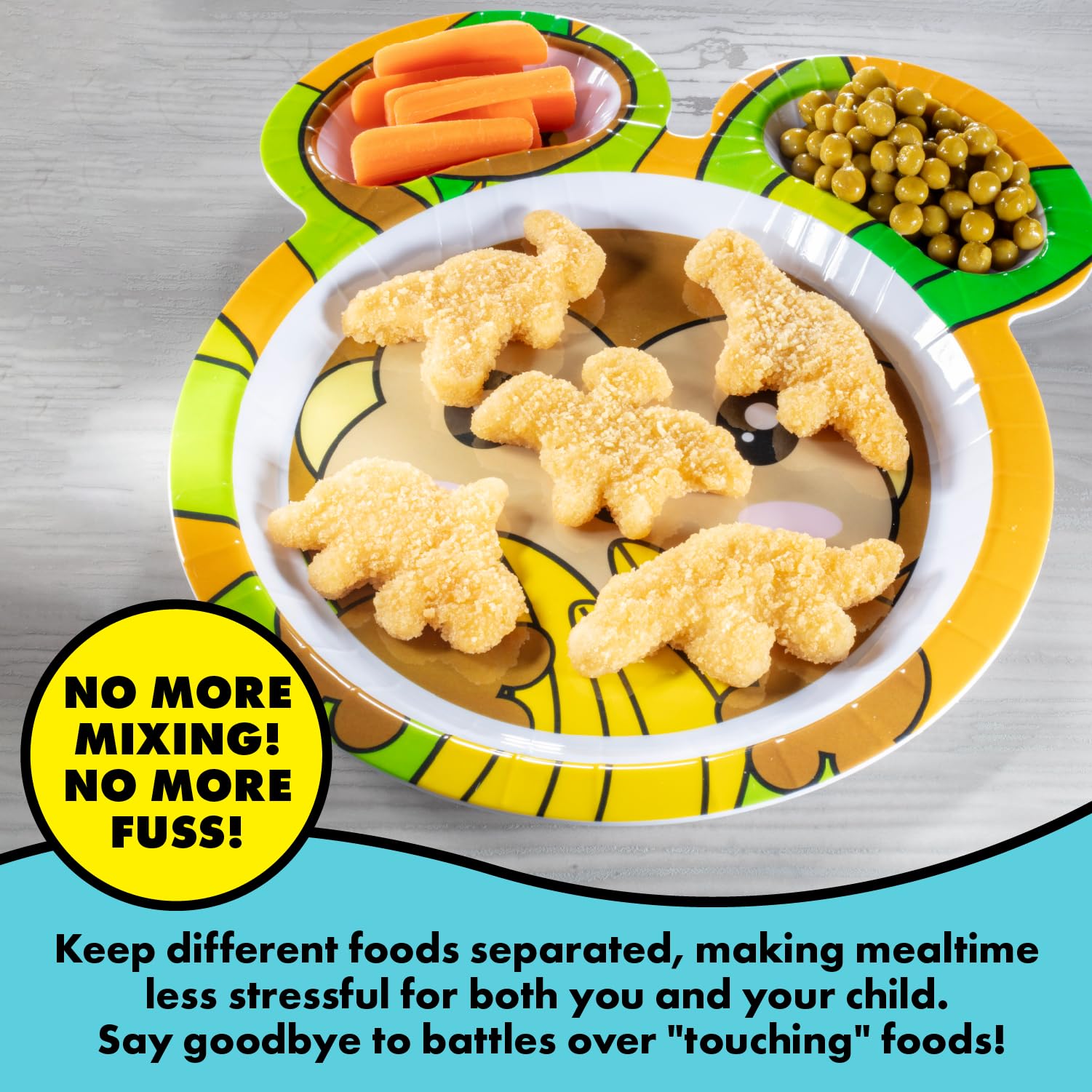 Bentology Zoo Friends monkey plate with smooth edges for safe toddler dining.