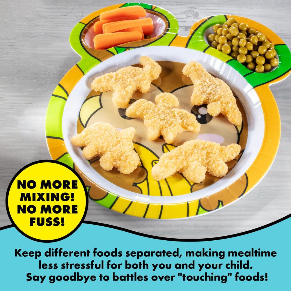 Bentology Zoo Friends monkey plate with smooth edges for safe toddler dining.