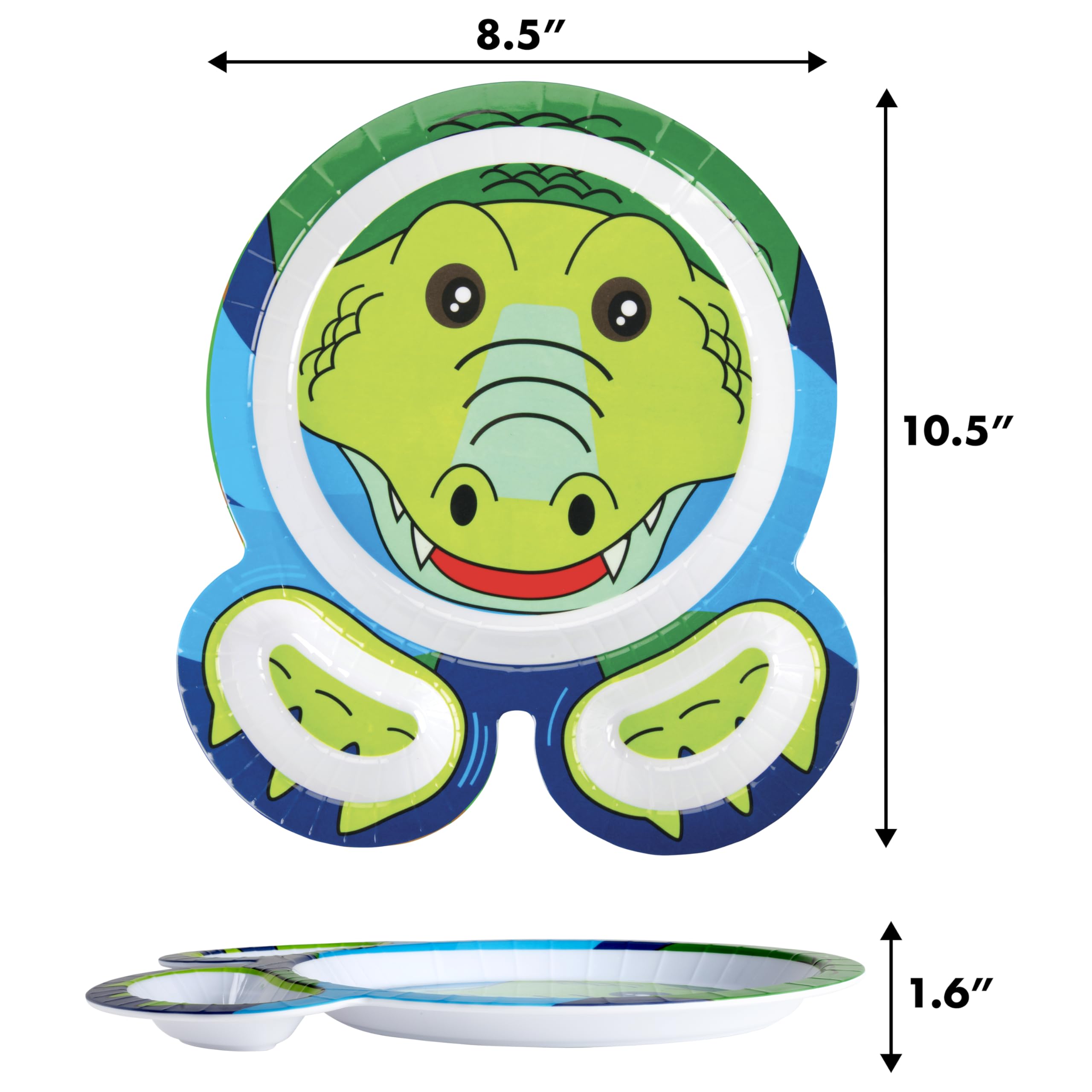 Bentology Zoo Friends tiger plate emphasizing sturdy melamine for lasting use.