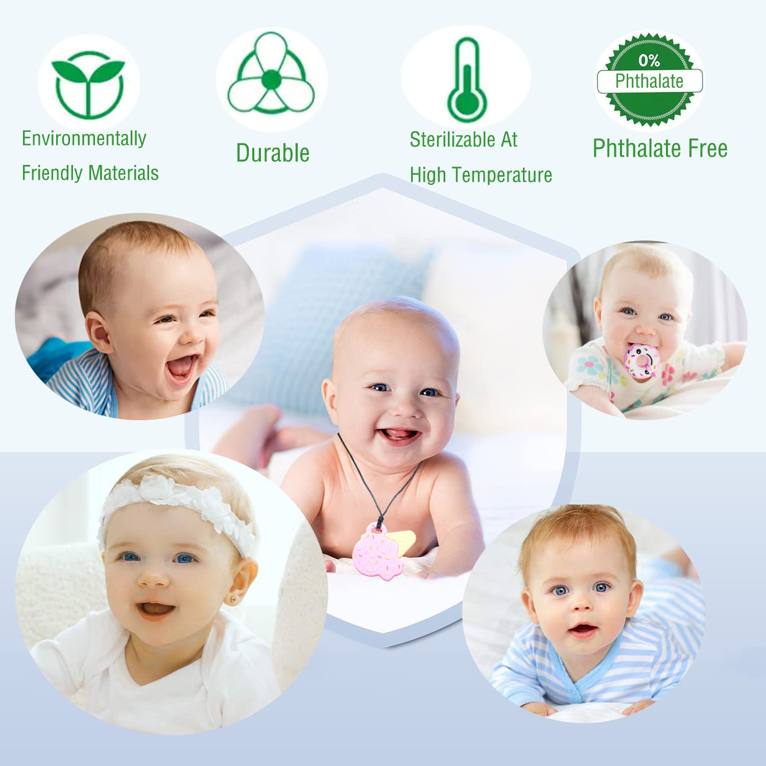 Forgreafa chew-necklaces ice-cream shape adds soothing chew toy during routines