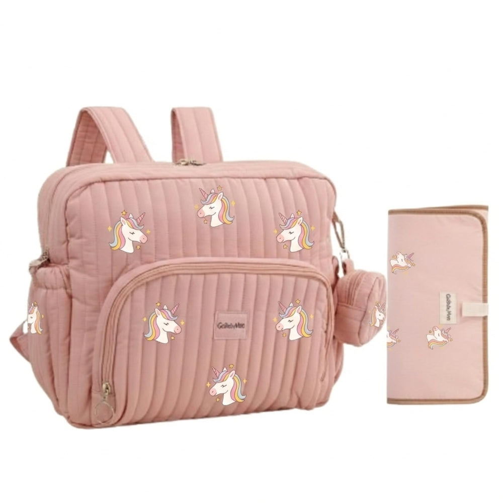 GOBABYMART diaper bag backpack with pink unicorns pattern offers hands-free organization during travel