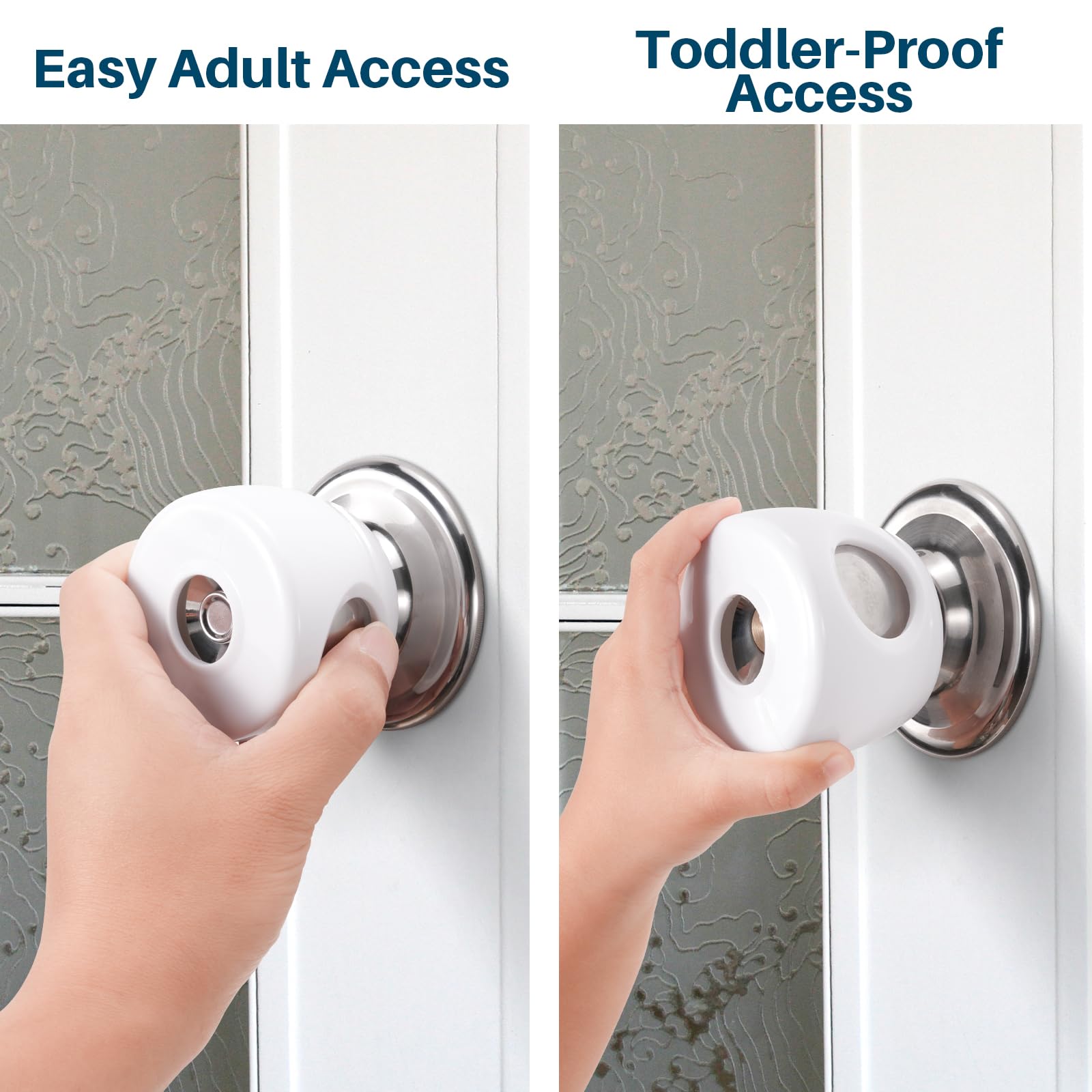 Inaya Door Knob Cover closeup translucent shell shows non-toxic material.