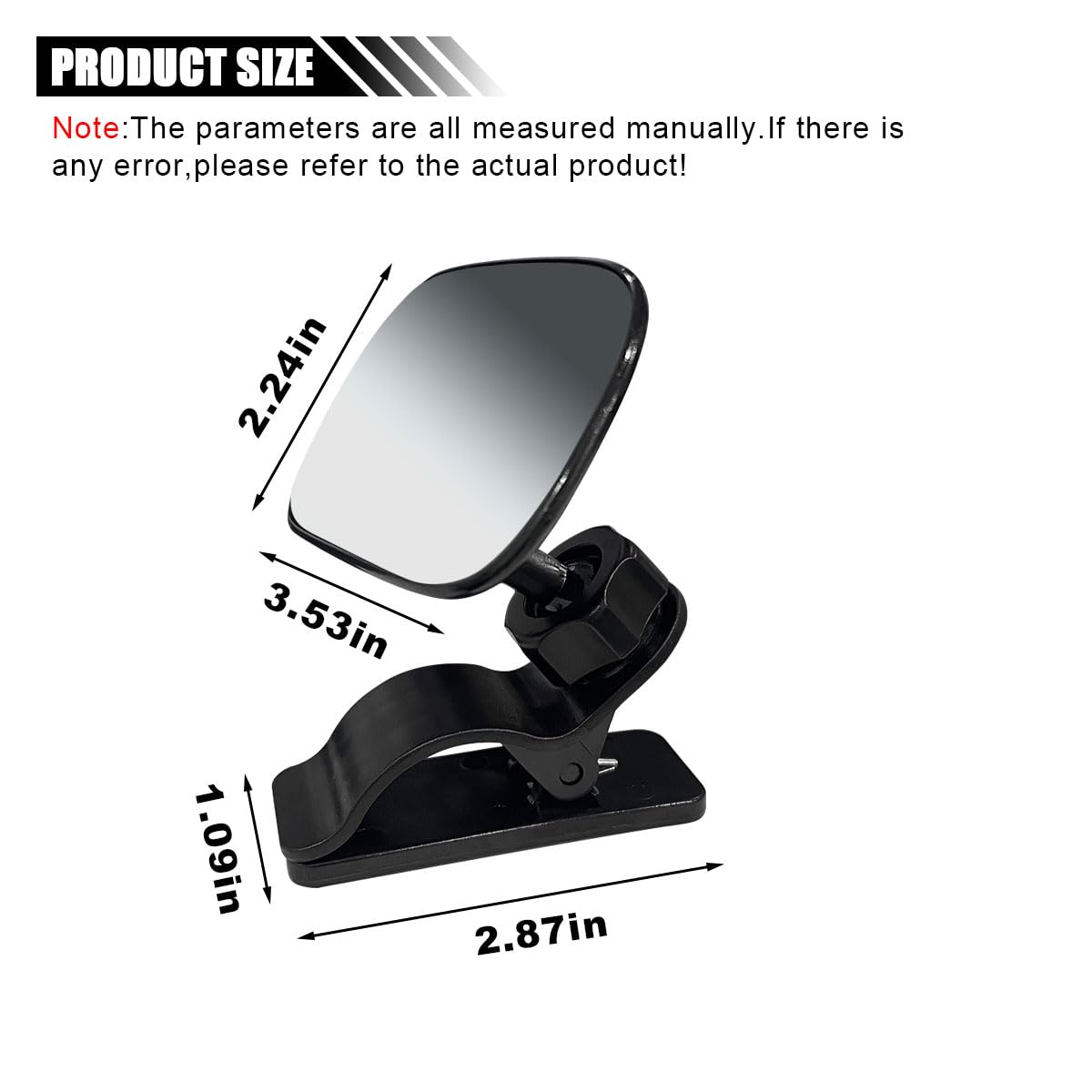 LAINLOY rearview mirror clips securely to sun visor without obstructing your view.