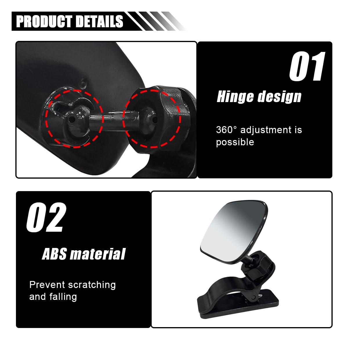 LAINLOY wide-angle convex design helps minimize blind spots during drives.