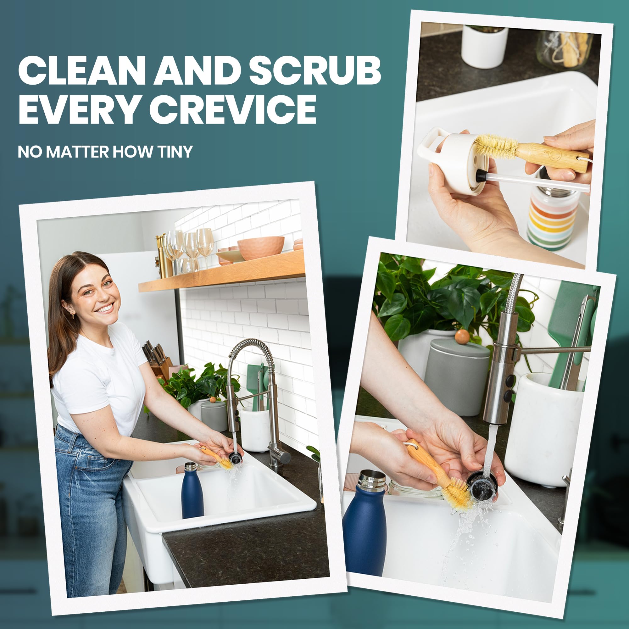 Linea Gear eco-friendly materials bamboo and coconut bristles for sustainable cleaning