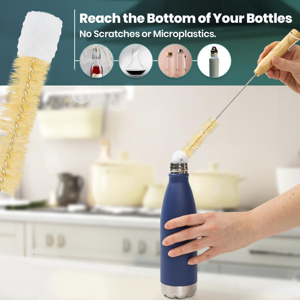 Linea Gear long ergonomic design aids thorough cleaning of bottles
