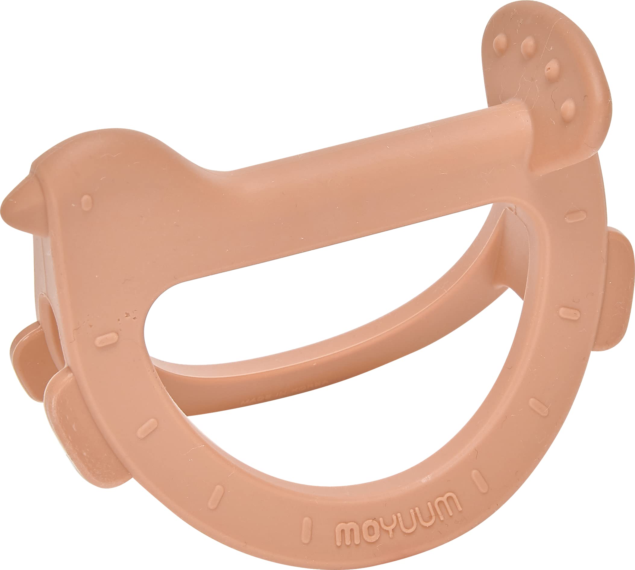 MOYUUM silicone swing bird teether side view eases teething discomfort during play