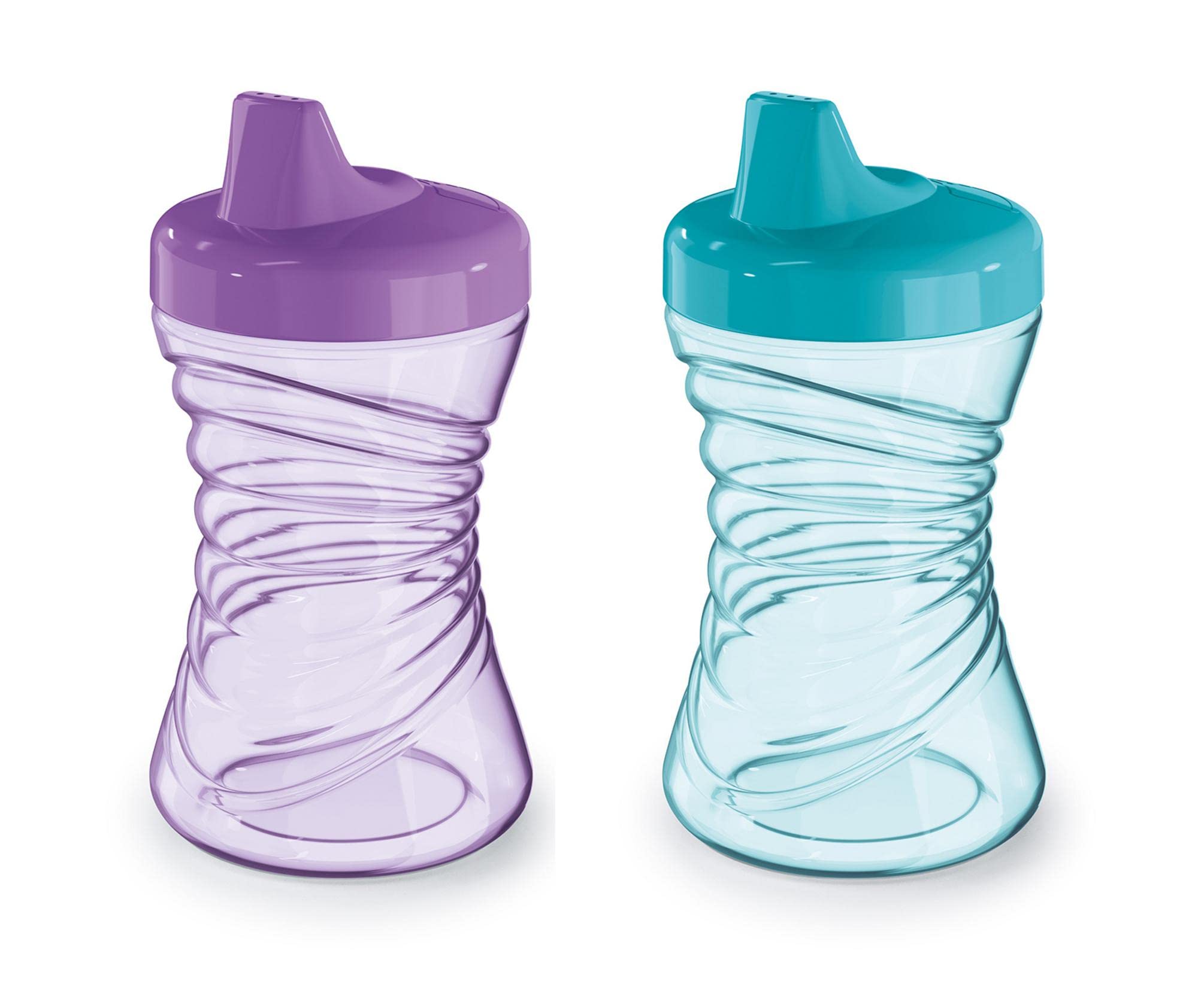 NUK First Essentials Fun Grips sippy cup with bite-resistant spout supports independent drinking
