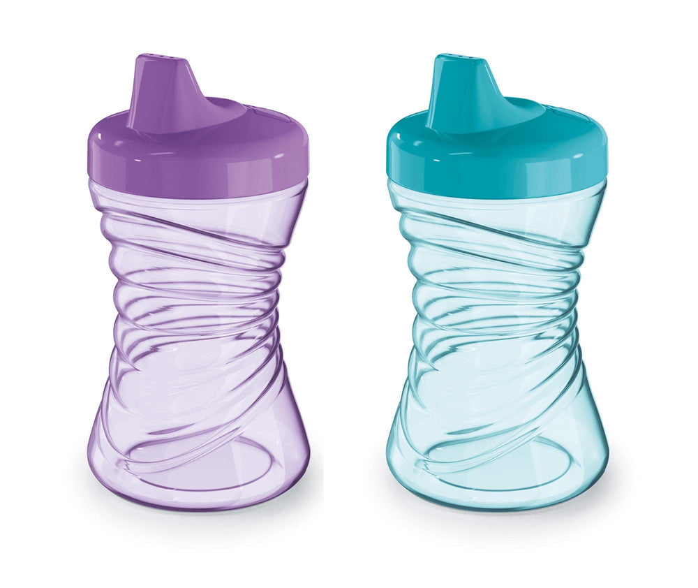NUK First Essentials Fun Grips sippy cup with bite-resistant spout supports independent drinking