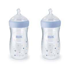 NUK Simply Natural bottle close-up showing natural shape for comfortable feeding