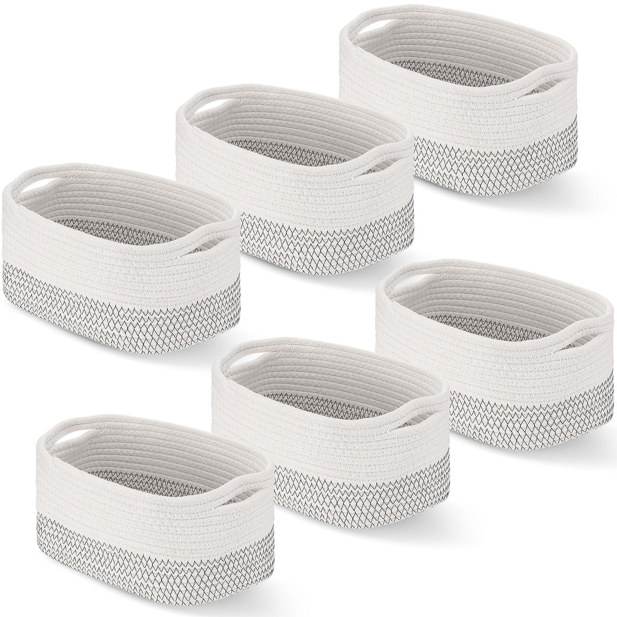 Sawysine cotton rope basket with handles for easy closet organization.