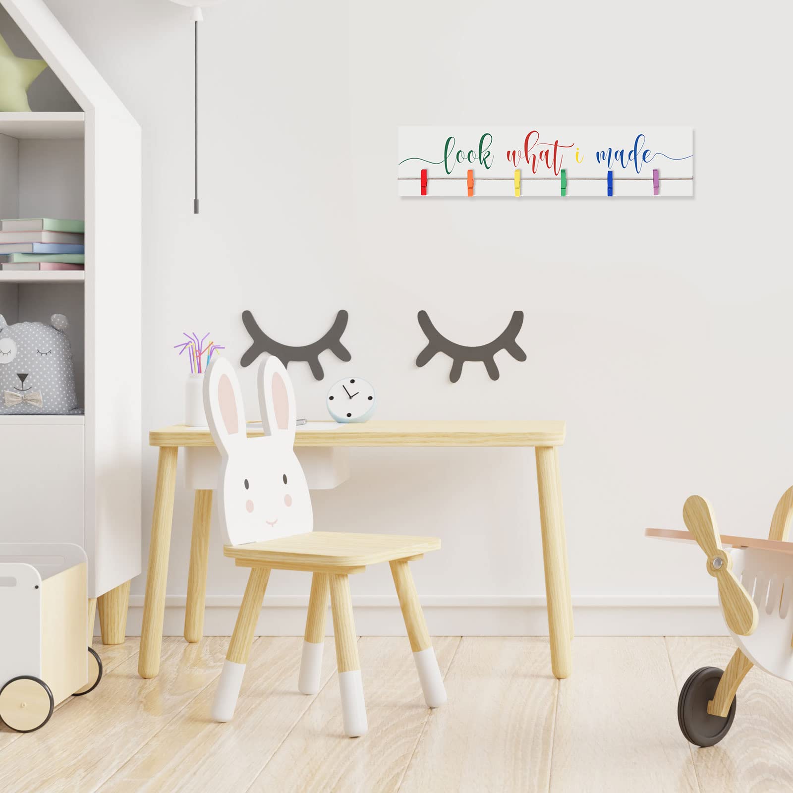 Sawysine wooden art display with two back hooks for quick installation