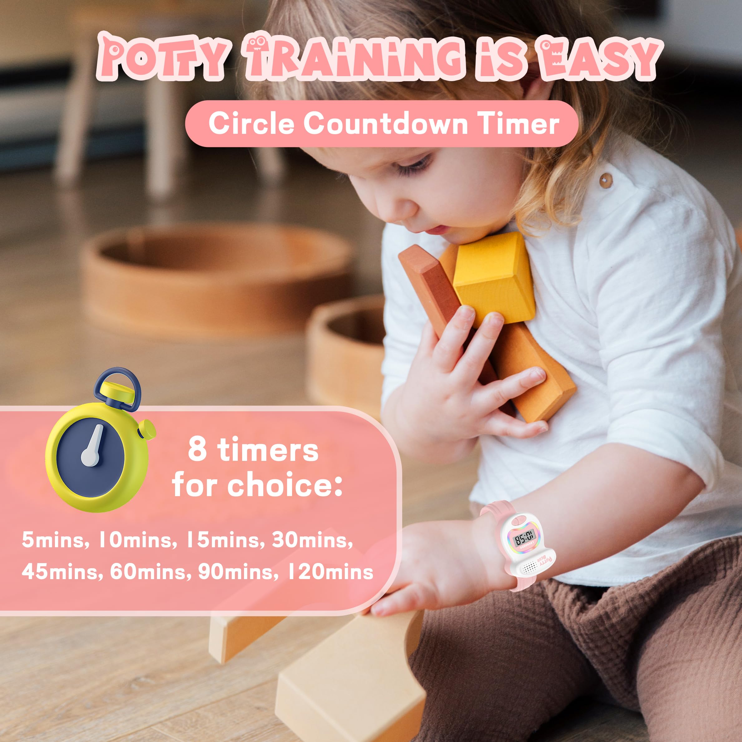 A ALPS kids watch with colorful LED lights attracts kids during reminders.