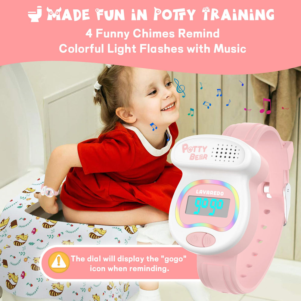 A ALPS kids watch music reminders play nursery rhymes to prompt toilet breaks.