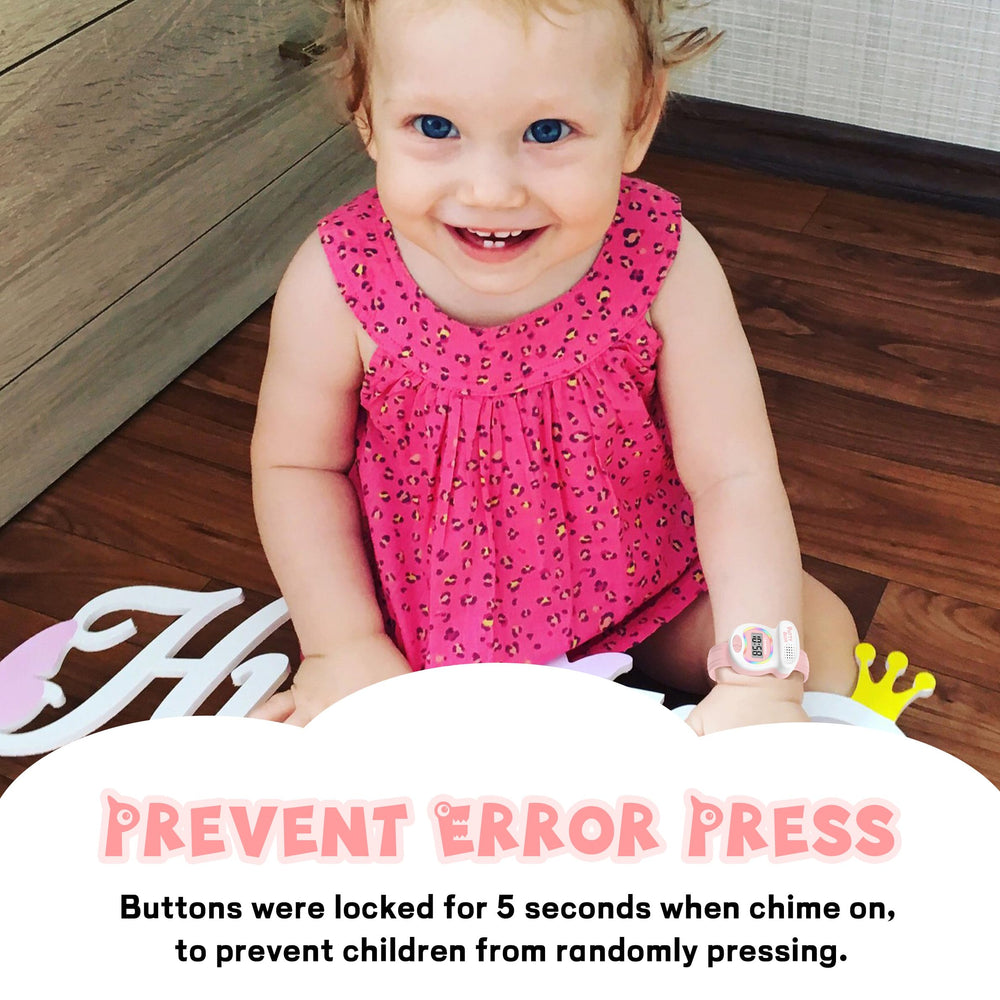 A ALPS kids watch soft silicone strap provides gentle, comfortable wear.