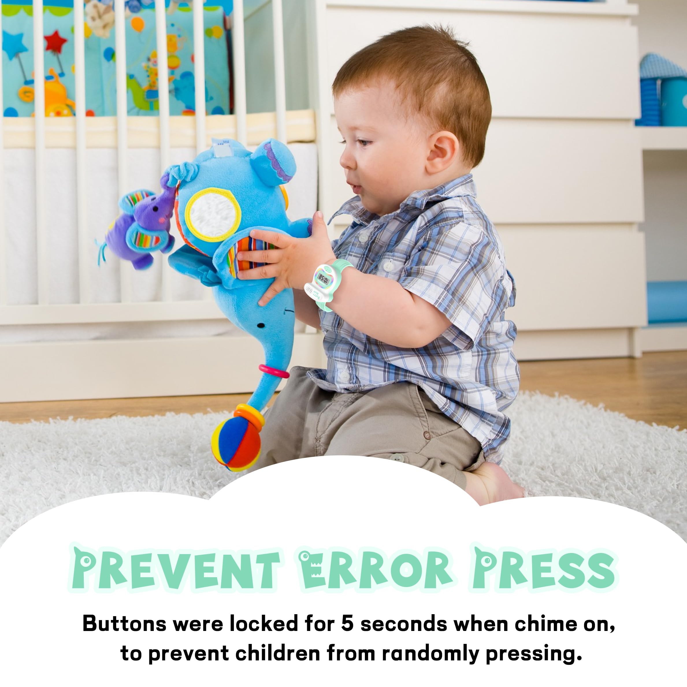 A ALPS potty timer watch toilet-shape design appealing to kids and parents