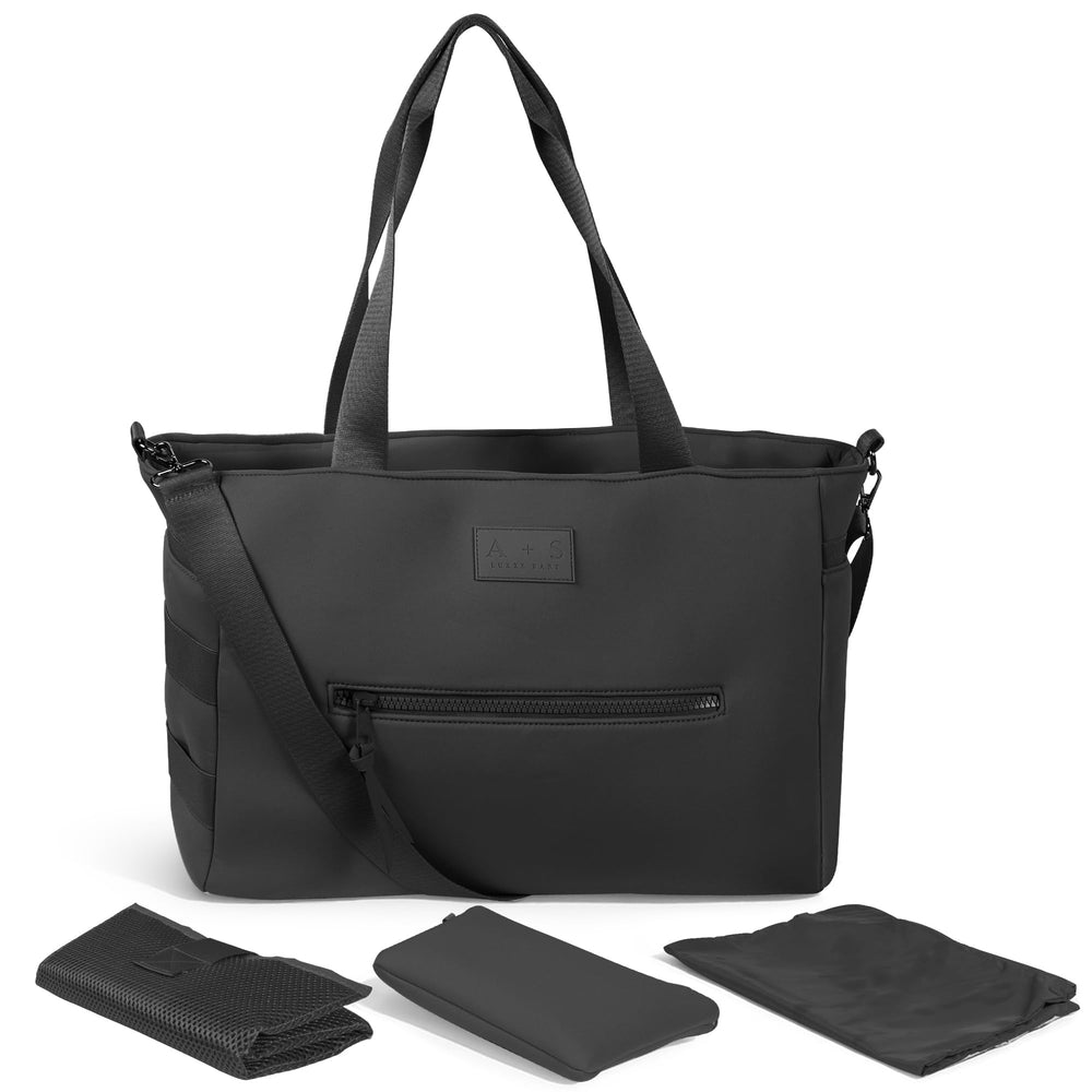 A + S Luxxe Diaper Bag Tote with a structured design for organized outings.