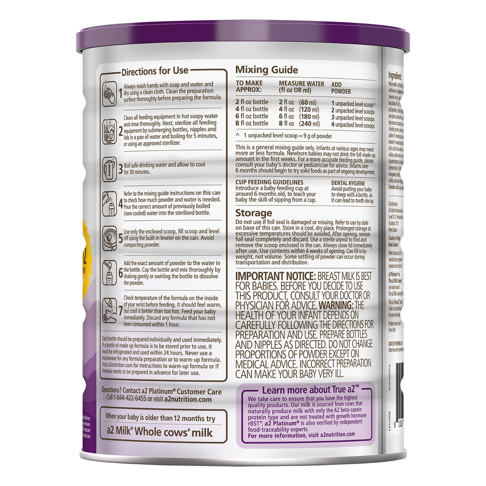 iron-rich formula note indicating essential minerals for early growth