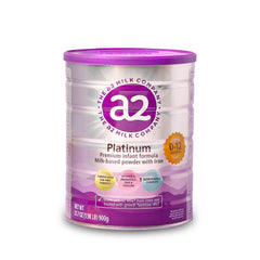 a2 Platinum infant formula label highlighting pure a2 milk and clean-label features