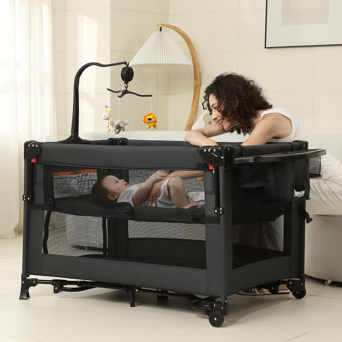 A2DAO black 5in1 bedside-sleeper highlights near-bed sleep and easy access.
