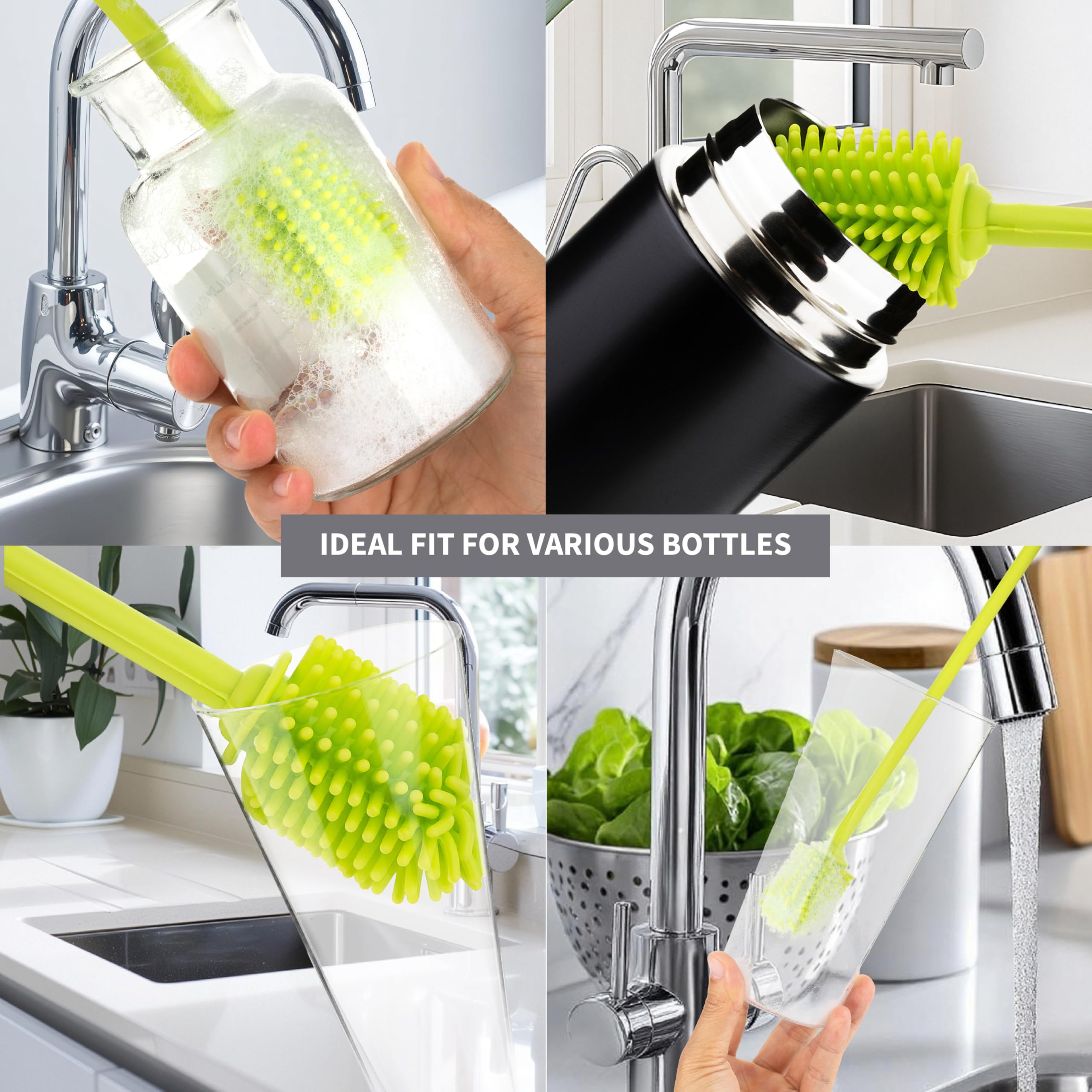 A2S Protection A-Brush glass bottle cleaning highlights non-absorbent silicone performance