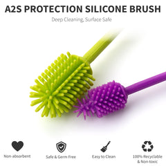 A-Brush silicone bottle cleaner is dishwasher-safe and BPA-free.