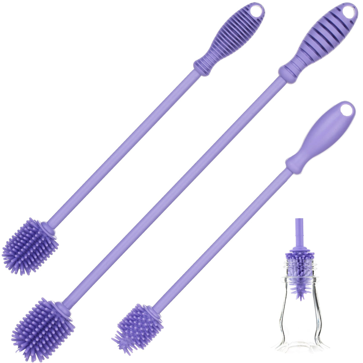 A-Brush long-handle bottle cleaner by A2S Protection reaches narrow openings for thorough cleaning.