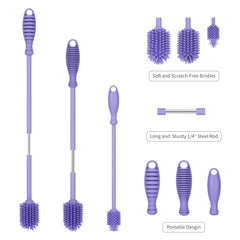 A2S Protection A-Brush silicone-bristle cleaner delivers gentle, thorough scrubbing on glass or plastic.