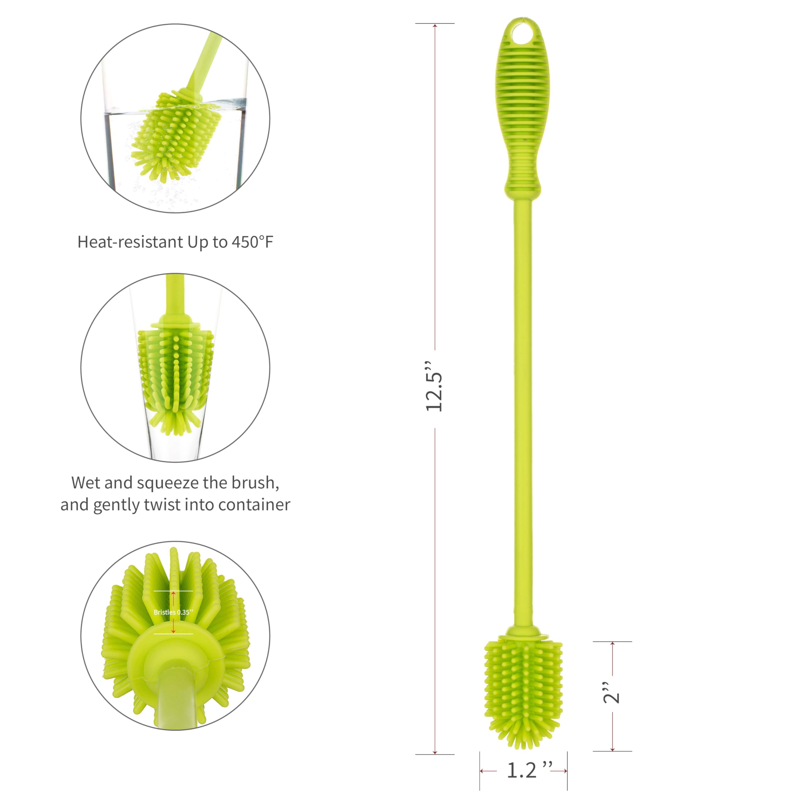 A2S Protection A-Brush silicone bristles closeup for thorough cleaning inside bottles