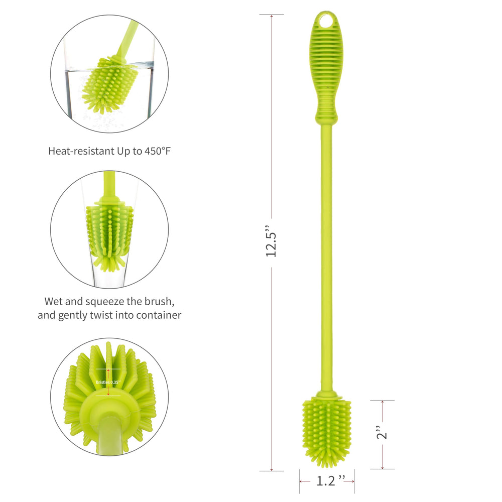 A2S Protection A-Brush silicone bristles closeup for thorough cleaning inside bottles