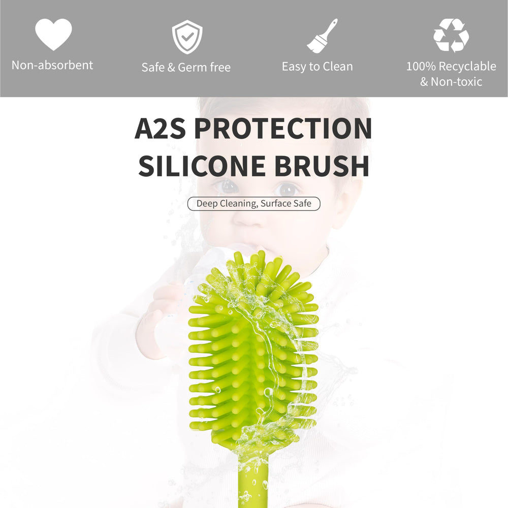 A2S Protection A-Brush water bottle cleaning illustrates versatile silicone brush