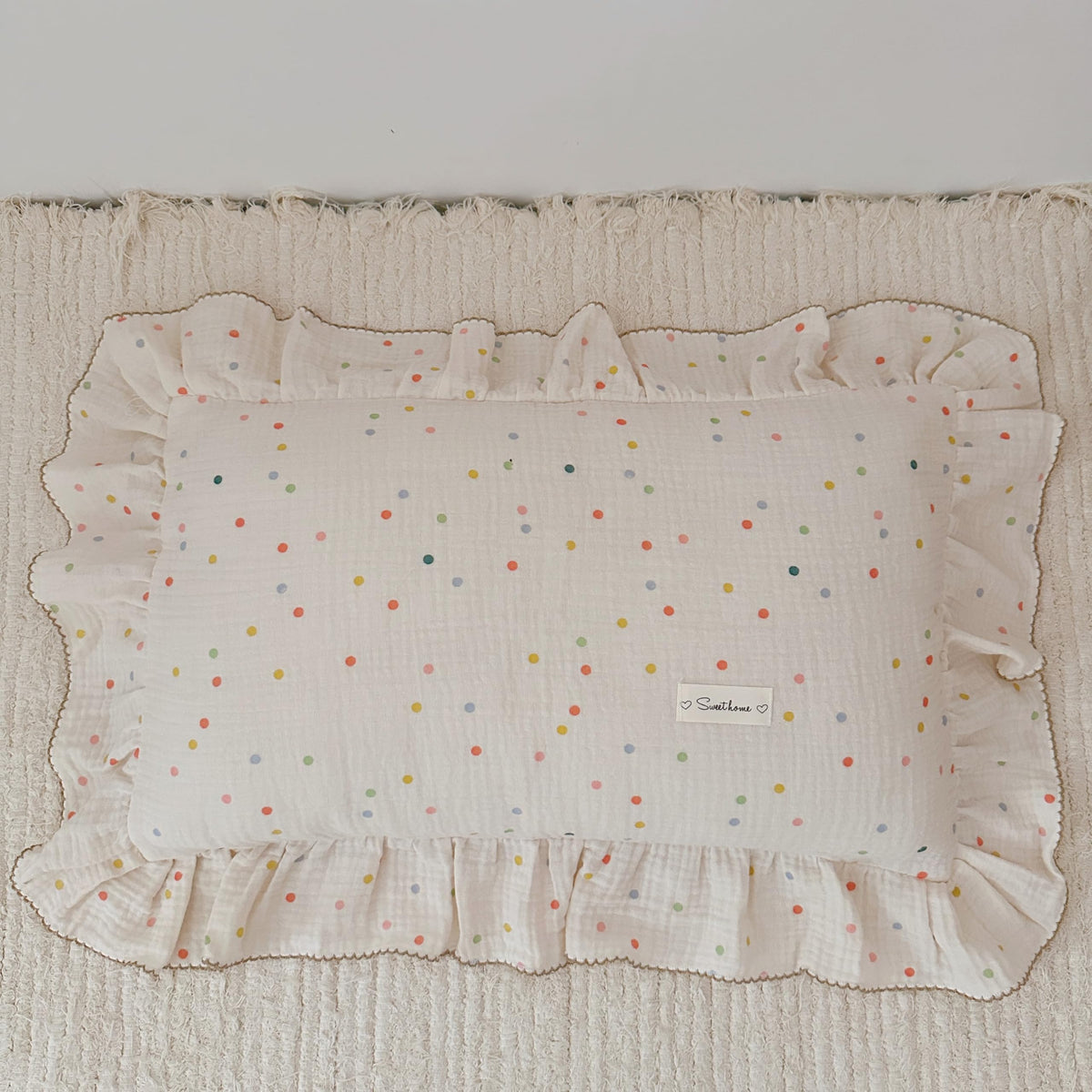 AOJIM kids toddler pillowcase with colorful beans pattern for playful bedroom decor and soft sleep