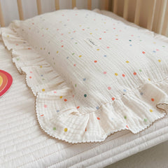 AOJIM muslin cotton pillowcase closeup highlighting soft breathable fabric