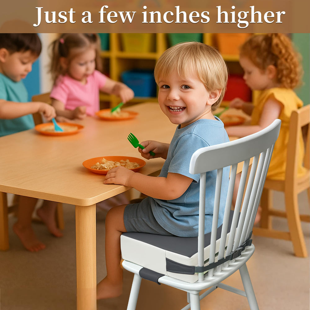 AAAini booster seat dark grey fits most dining chairs with extended straps