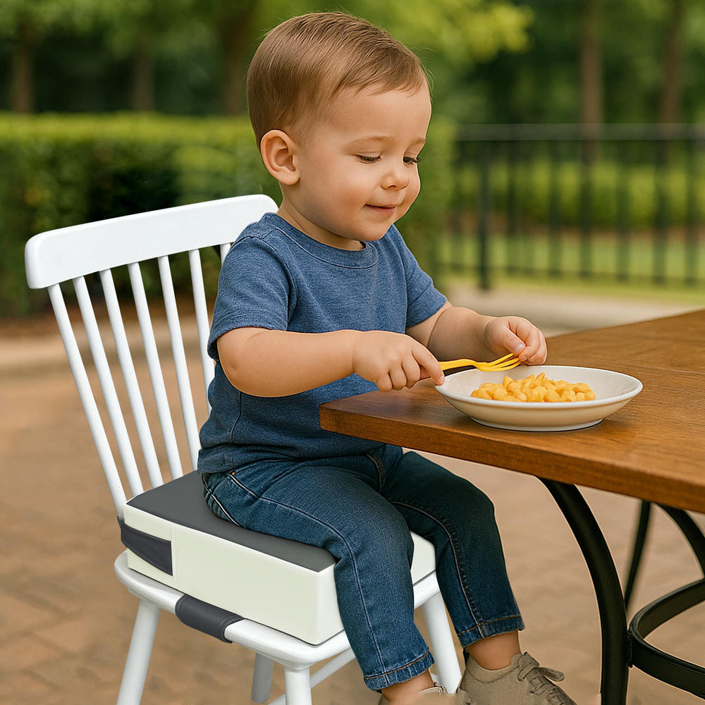 AAAini booster seat dark grey non-slip base helps grip chair surfaces