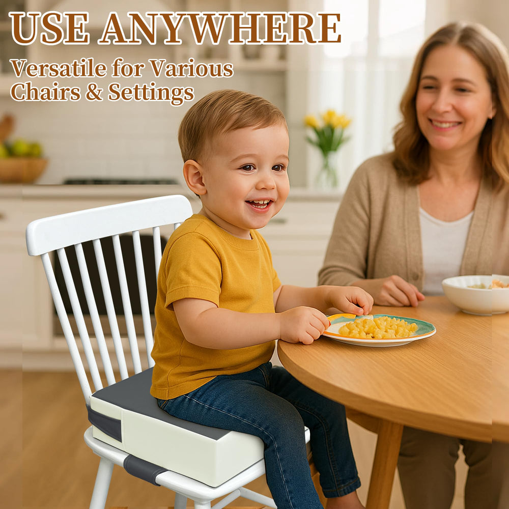 AAAini booster seat dark grey secure strap for safe fit on various chairs