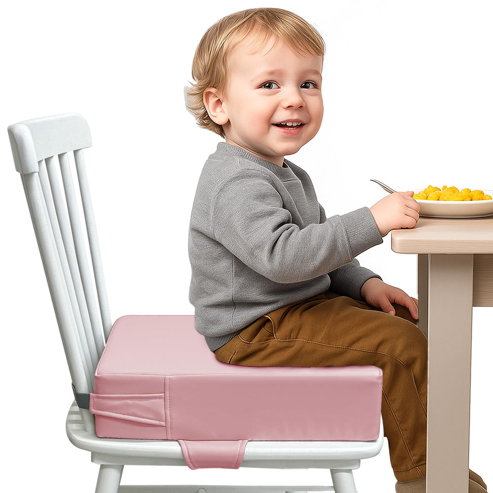 AAAini booster seat pink concealed zipper enables deep cleaning of the cover.